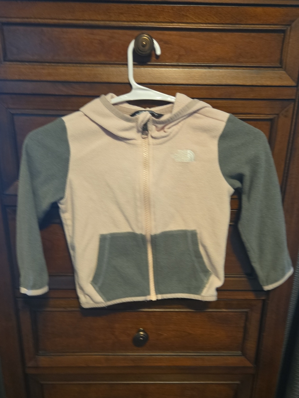The North Face Kids Two-Tone Pink and Gray Hooded Fleece Zip Jacket